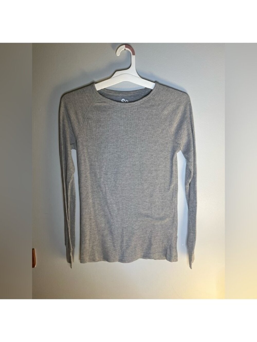 Long sleeve waffle knit top